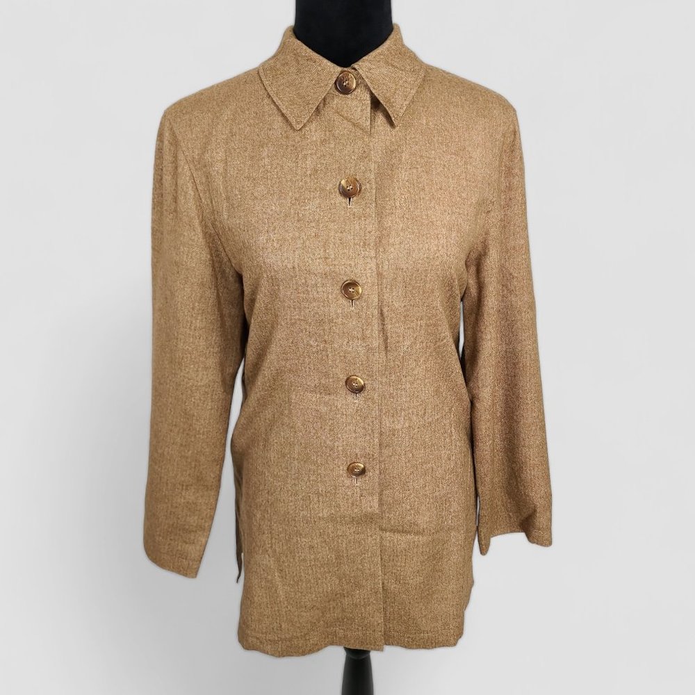 Escada Herringbone Five Button Down Cashmere/Silk… - image 1